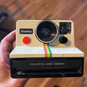 Original Polaroid SX-70 OneStep White Rainbow Stripe Land Camera UNTESTED